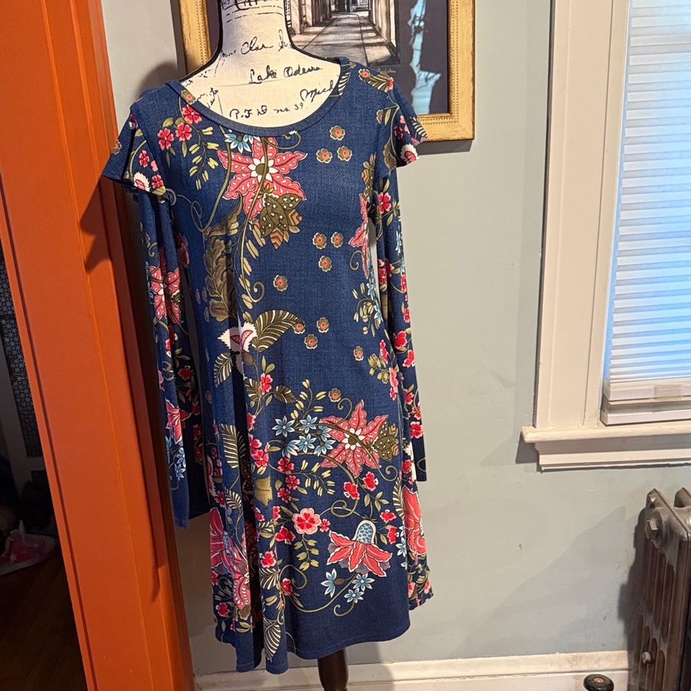 Watermelon Floral Long Sleeve Dress (M)